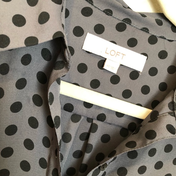 LOFT Polka Dot Long Sleeve Shirt Dress - Picture 2 of 5